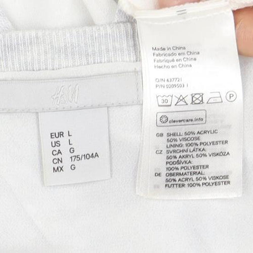 H&M Women's White Long Sleeve Knit Top, Size L