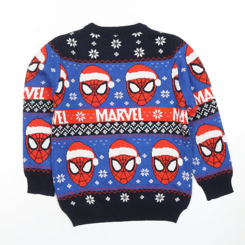 Marvel Boys Blue Christmas Jumper 5-6 Years Spider-Man