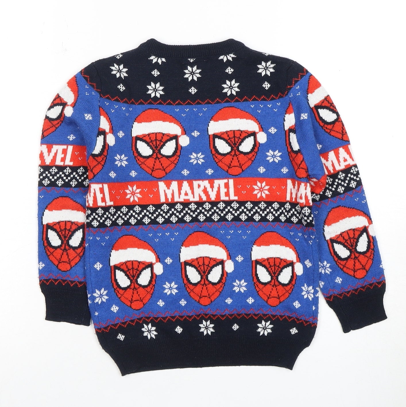 Marvel Boys Blue Christmas Jumper 5-6 Years Spider-Man