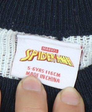 Marvel Boys Blue Christmas Jumper 5-6 Years Spider-Man