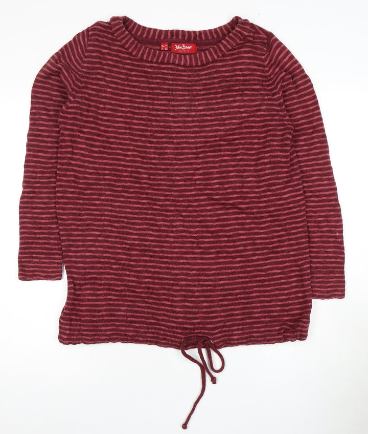 John Baner Women's Red Striped Pullover Jumper L