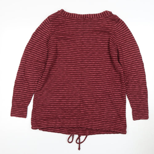 John Baner Women's Red Striped Pullover Jumper L