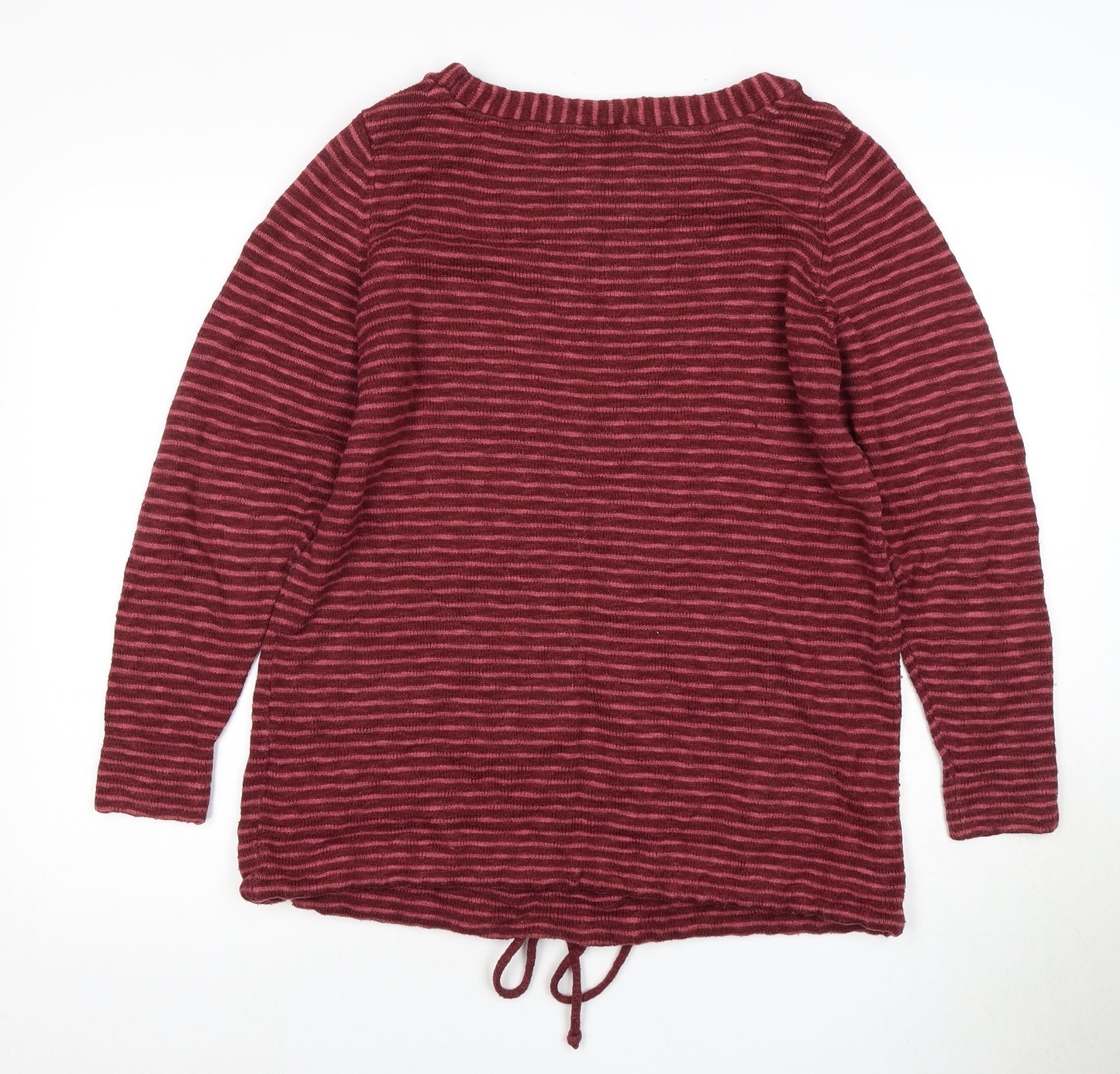 John Baner Women's Red Striped Pullover Jumper L