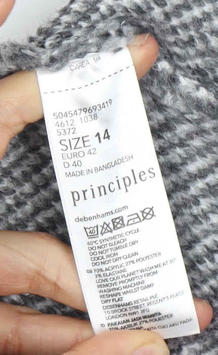 Principles Women's Grey Check Cardigan Size 14