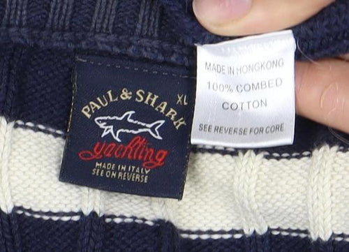 Paul & Shark Yachting Men's XL Blue Striped Pullover