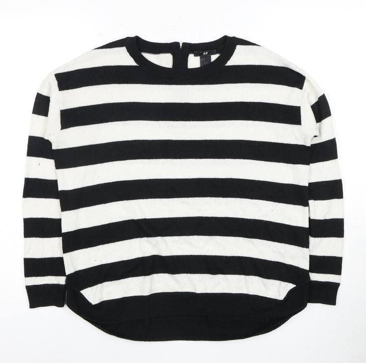 H&M Women's Black Striped Pullover Jumper S