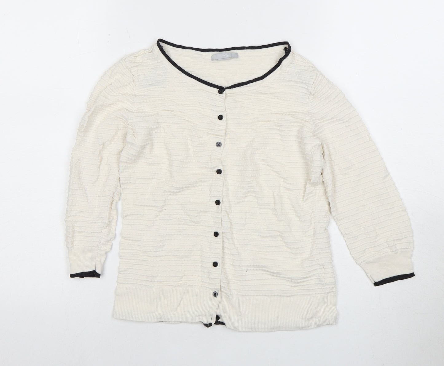 H&M Women's Ivory Button Cardigan, Size S
