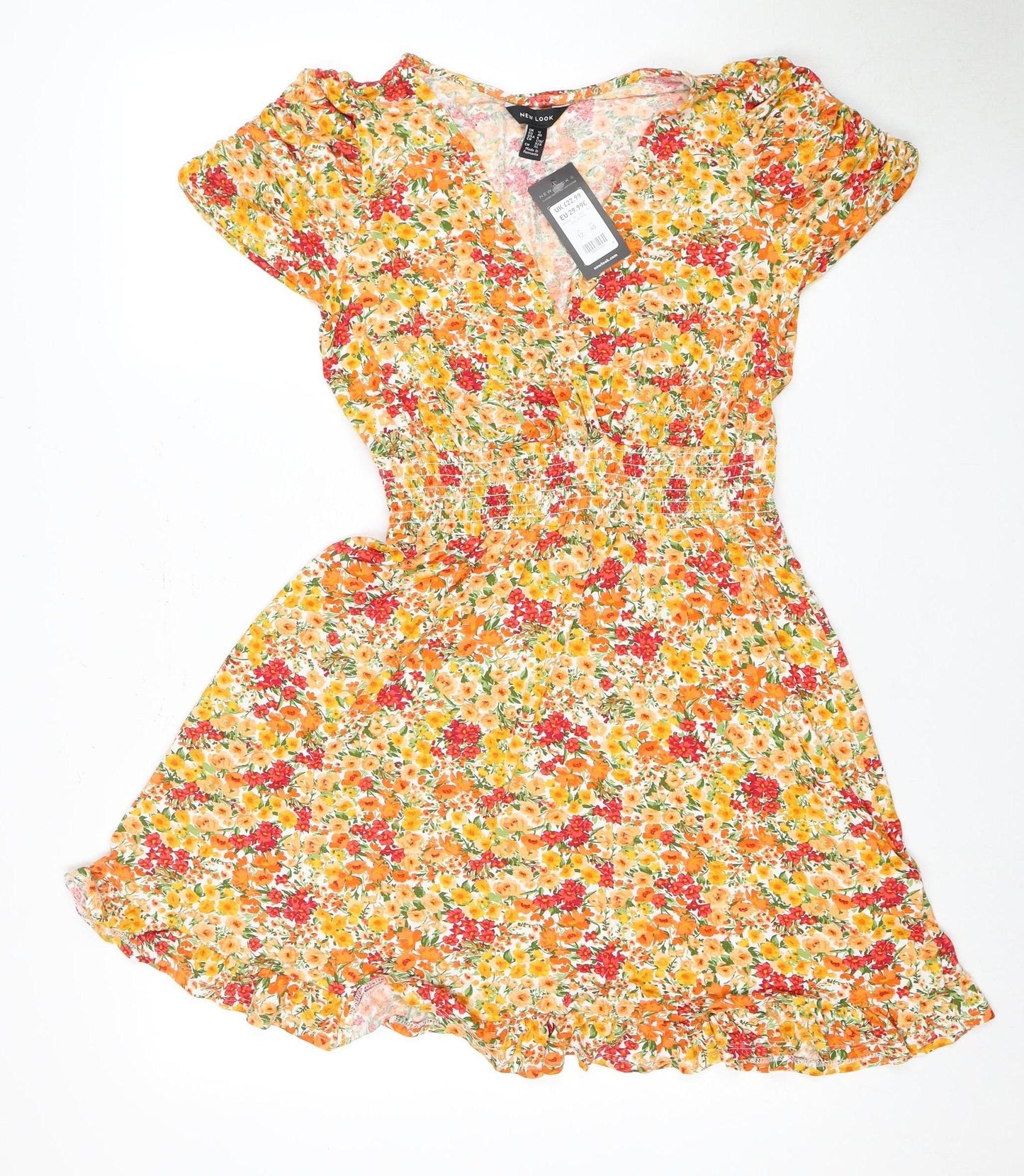 New Look Women's Floral Multicoloured Dress Size 12
