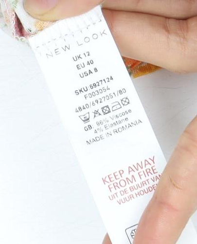 New Look Women's Floral Multicoloured Dress Size 12