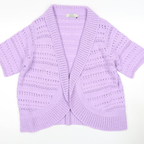 Honor Millburn Women's Purple Open-Knit Cardigan L