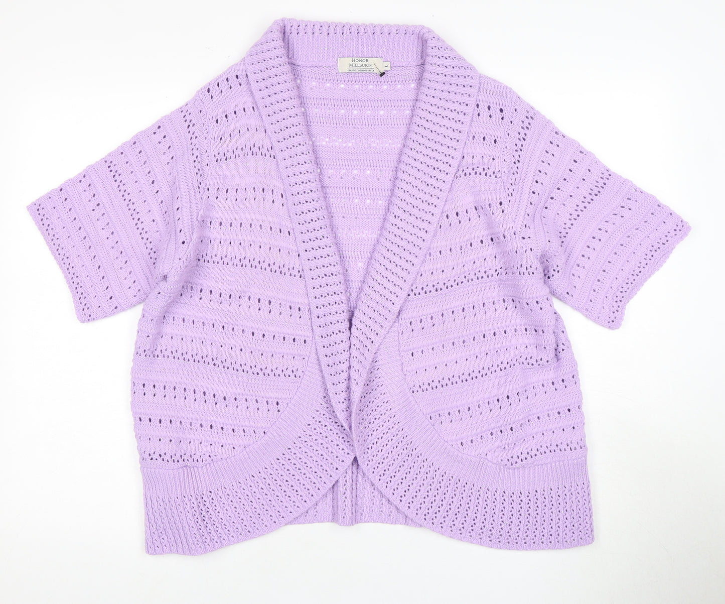 Honor Millburn Women's Purple Open-Knit Cardigan L