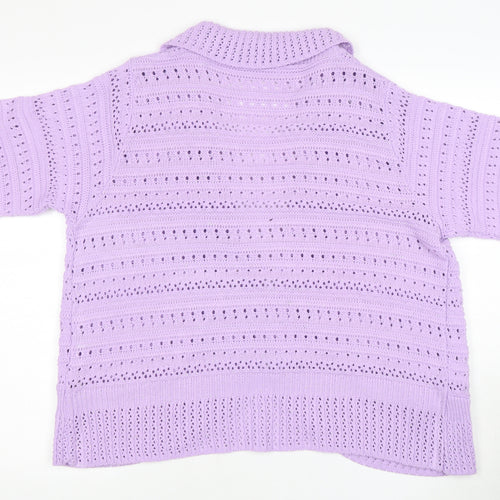 Honor Millburn Women's Purple Open-Knit Cardigan L