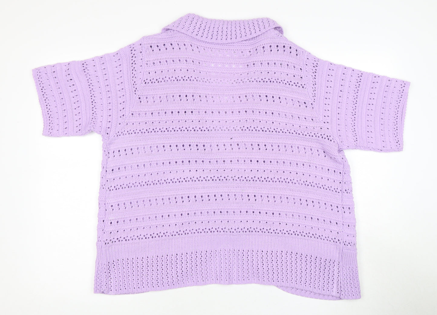 Honor Millburn Women's Purple Open-Knit Cardigan L