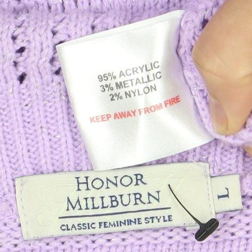 Honor Millburn Women's Purple Open-Knit Cardigan L