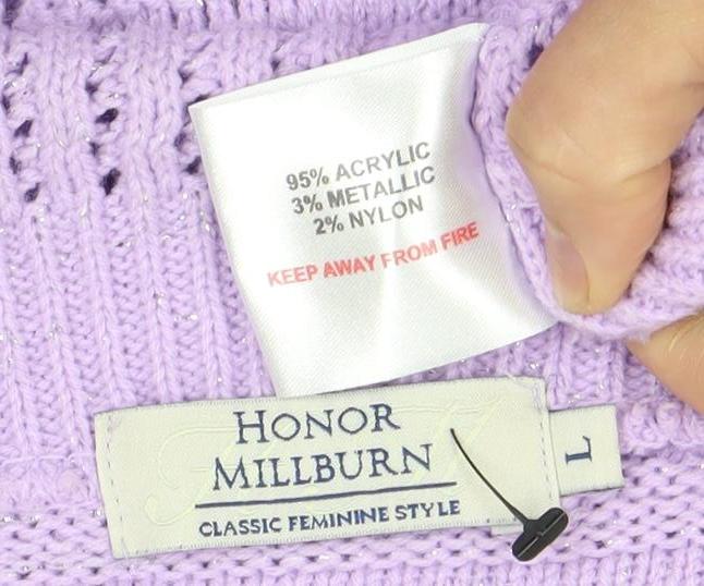 Honor Millburn Women's Purple Open-Knit Cardigan L