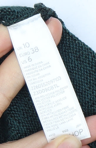 Topshop Women Green Knit Pullover Dress Size 10