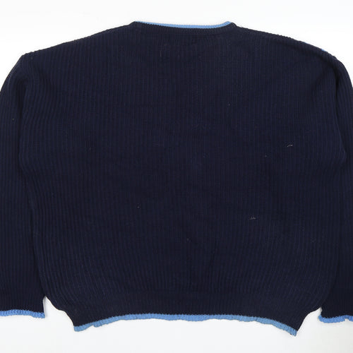 Beaver Pro Men's XL Blue Pullover Jumper, Geometric Knit