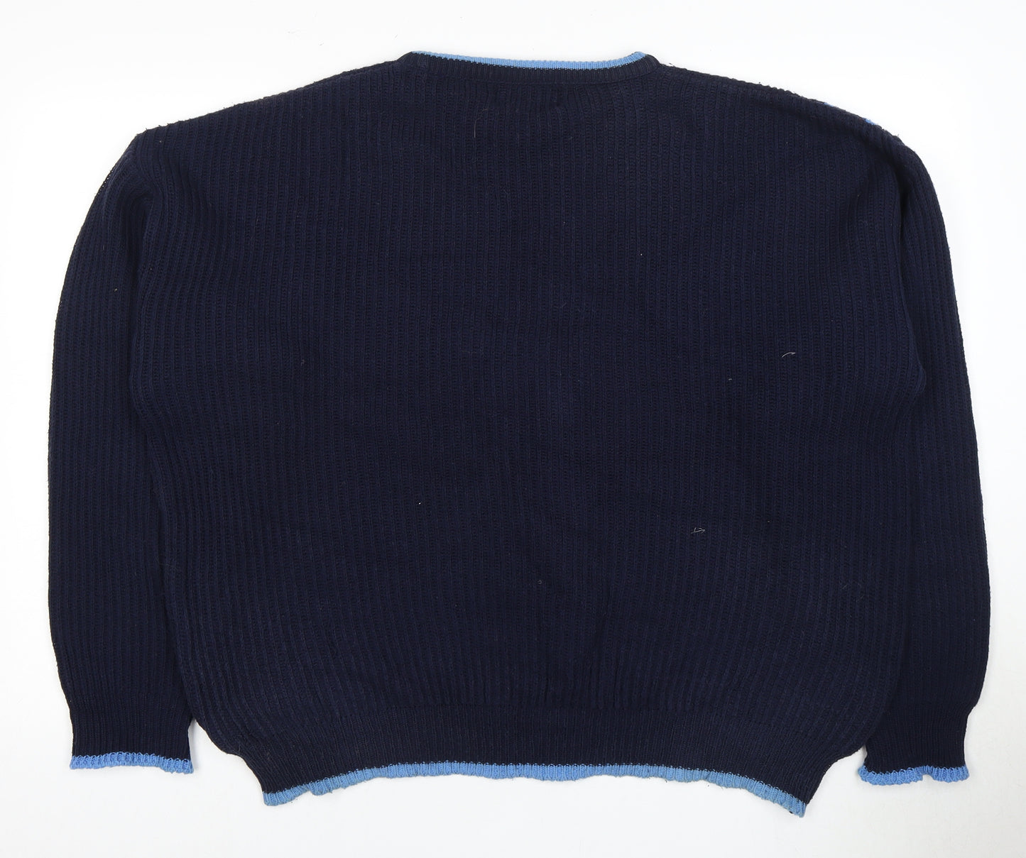 Beaver Pro Men's XL Blue Pullover Jumper, Geometric Knit