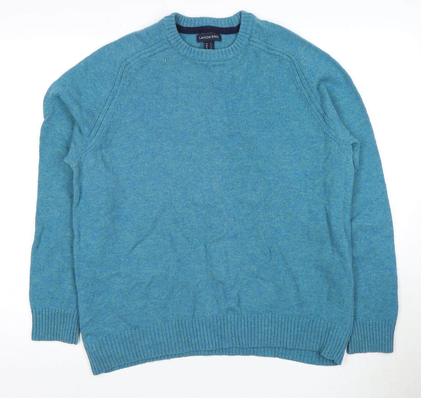 Lands' End Men's Blue XL Lambswool Pullover Jumper