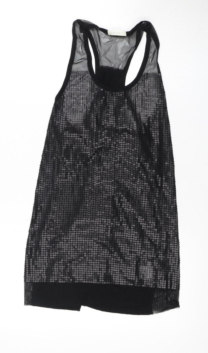 Whistles Women's Black Sequin Sleeveless Tank M