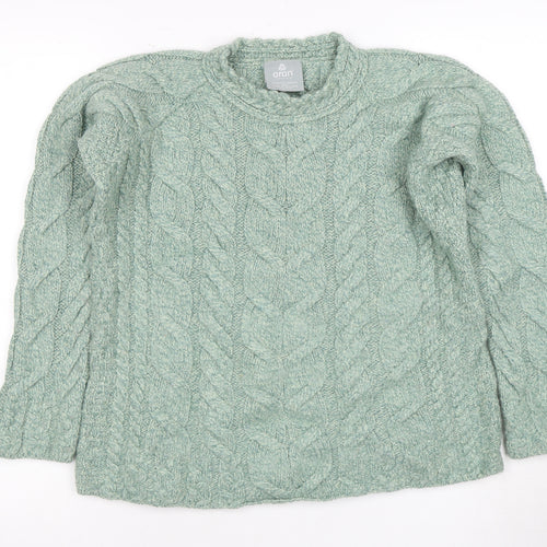 Aran Women’s Cable-Knit Green Jumper, Size S