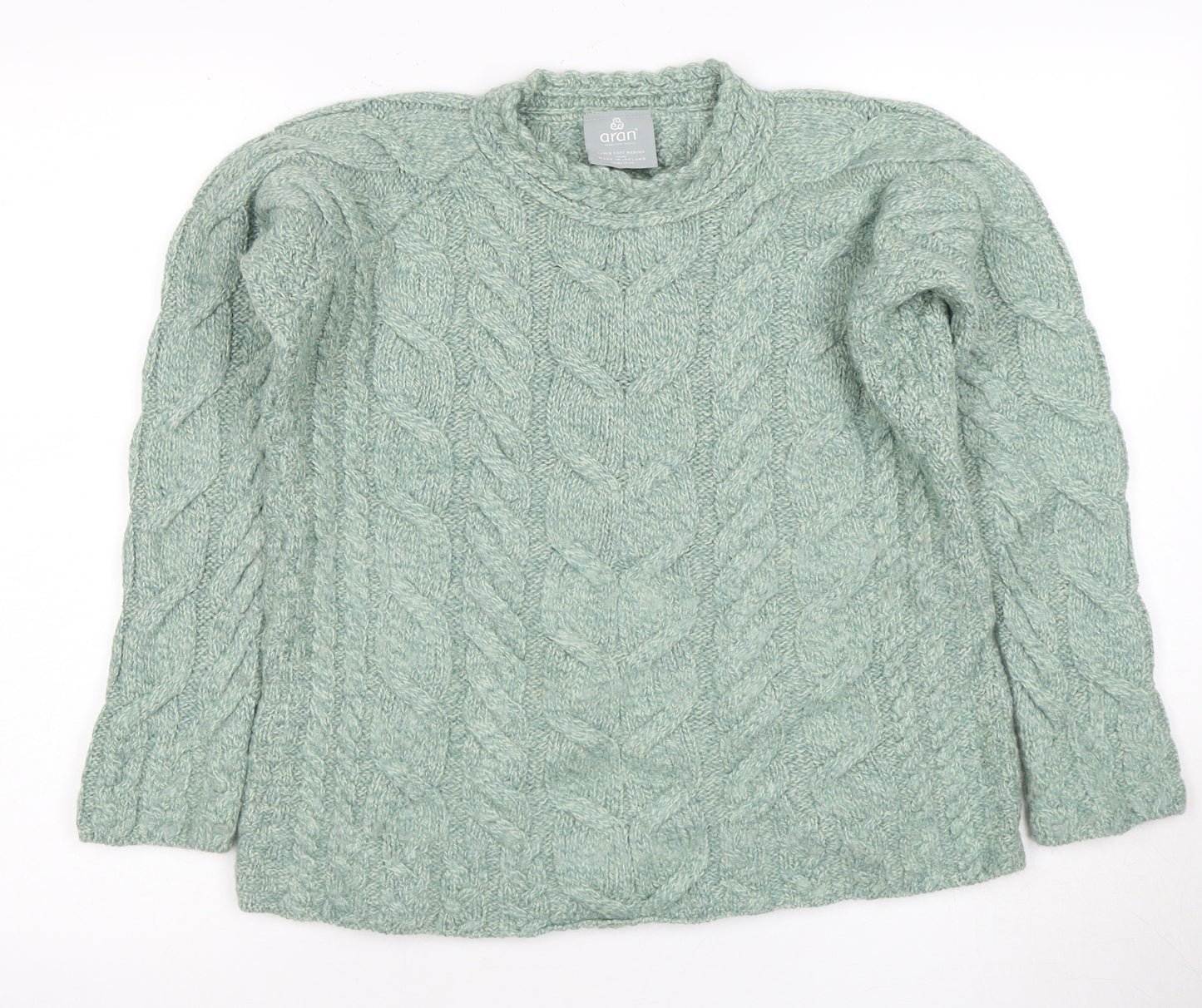 Aran Women’s Cable-Knit Green Jumper, Size S