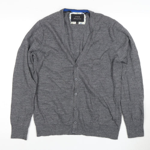 Linea Women's Grey Wool Cardigan - Medium V-Neck