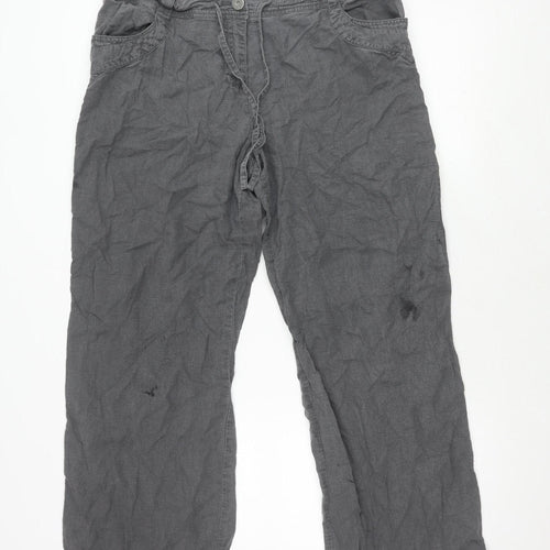Next Women's Grey Linen Viscose Trousers Size 16