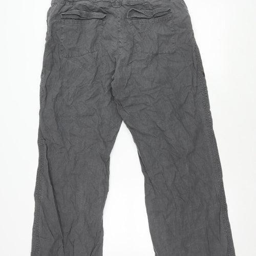 Next Women's Grey Linen Viscose Trousers Size 16