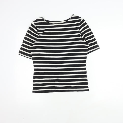 John Lewis Women's Black Striped T-Shirt Size 10