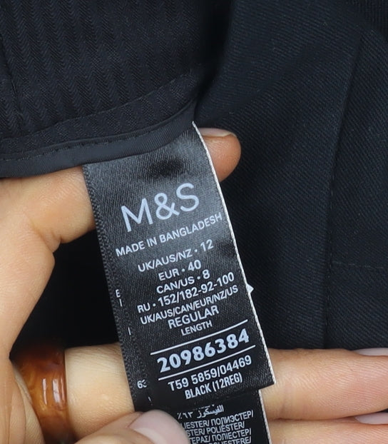 M&S Women’s Black Straight High Rise Trousers - Size 12