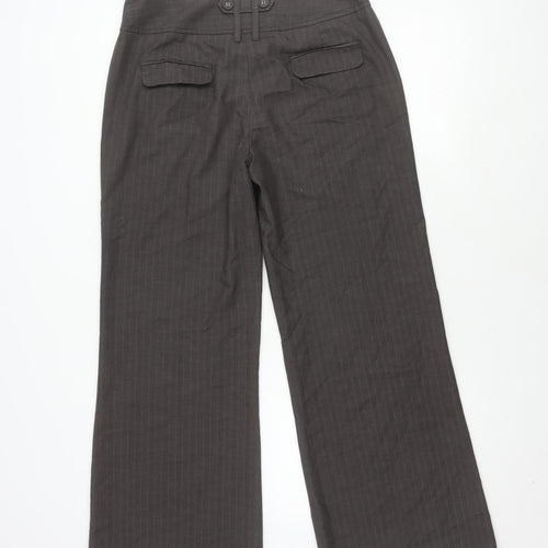 Next Women's Grey Striped Trousers Size 12 Wide-Leg