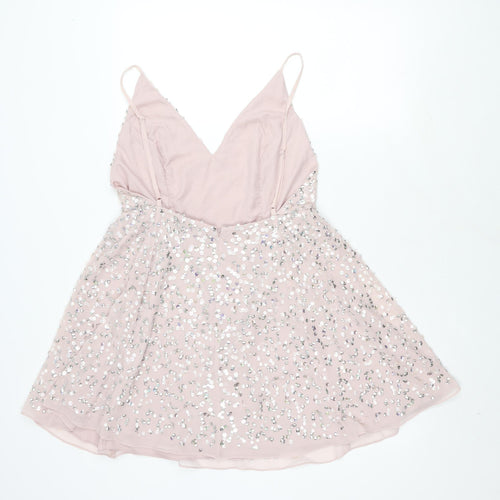 ASOS Women's Pink Sequin Sleeveless Party Dress Size 12