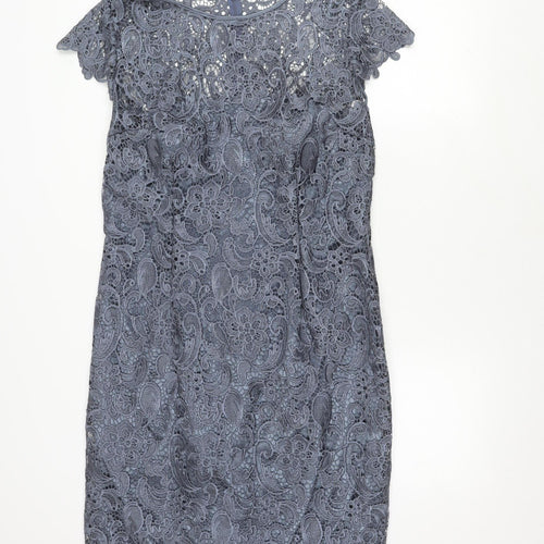Fenn Wright Manson Women Grey Lace Sheath Dress