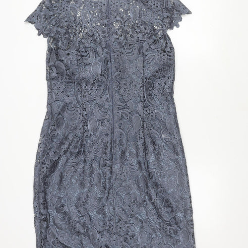 Fenn Wright Manson Women Grey Lace Sheath Dress