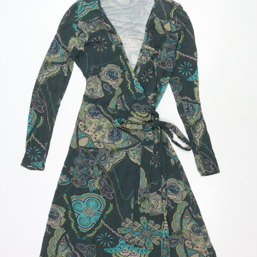 Topshop Women's Wrap Dress Paisley 12 Multicoloured