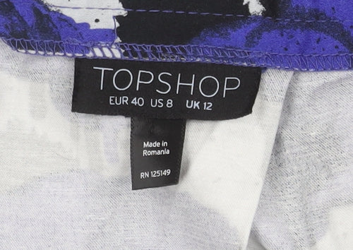 Topshop Women's Multicoloured Floral Skirt, Size 12, Knee Length