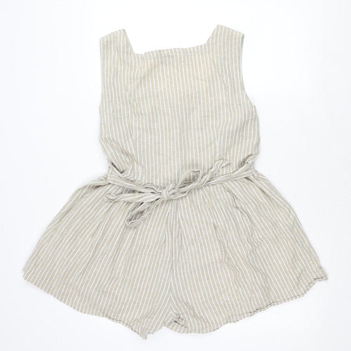 Tree of Life Beige Striped Cotton Women's Playsuit, Large