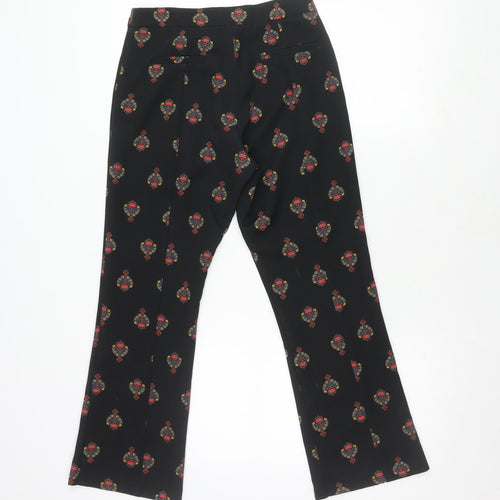 Topshop Women's Black Paisley Trousers Size 8 Regular