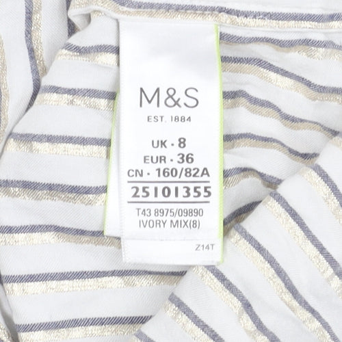 Marks and Spencer Women's Ivory Striped Top Size 8