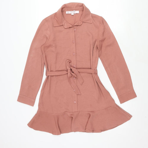 Miss Selfridge Women Pink Shirt Dress UK 8 Petites