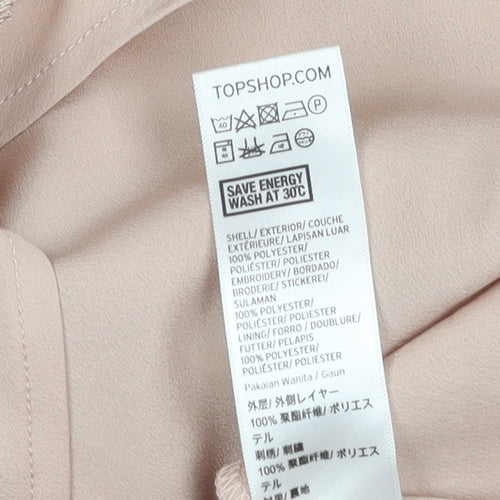 Topshop Women's Beige Embroidered Shift Dress Size 8