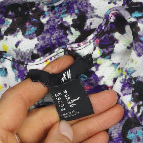 H&M Women's Multicoloured Floral Long Sleeve Dress