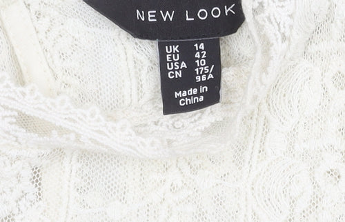 New Look Women's White Lace High Neck Top