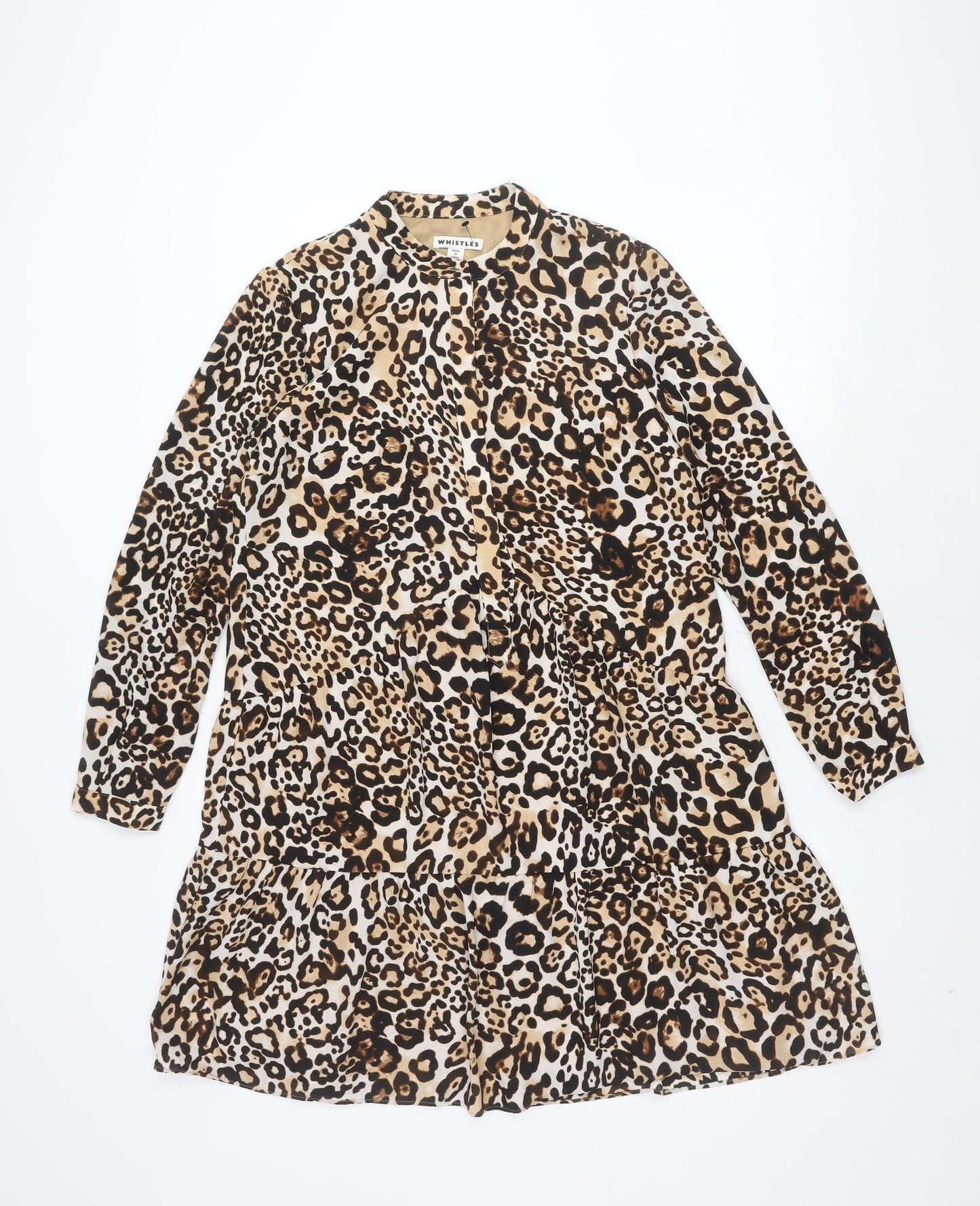 Whistles Women's Beige Long Sleeve Animal Print Dress