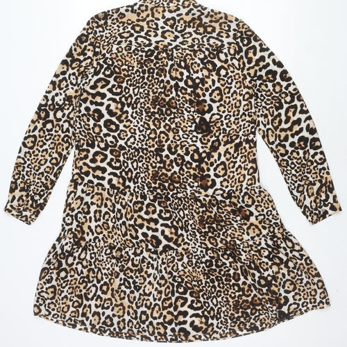 Whistles Women's Beige Long Sleeve Animal Print Dress