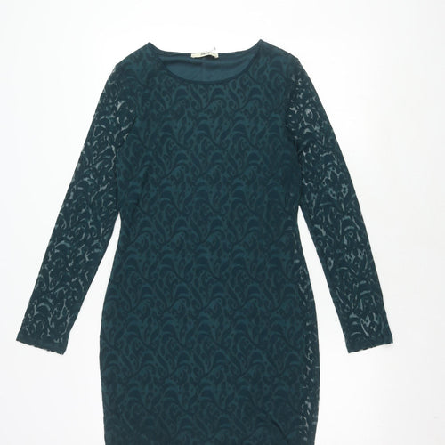 Oasis Women's Green Long Sleeve Dress - M