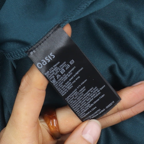 Oasis Women's Green Long Sleeve Dress - M