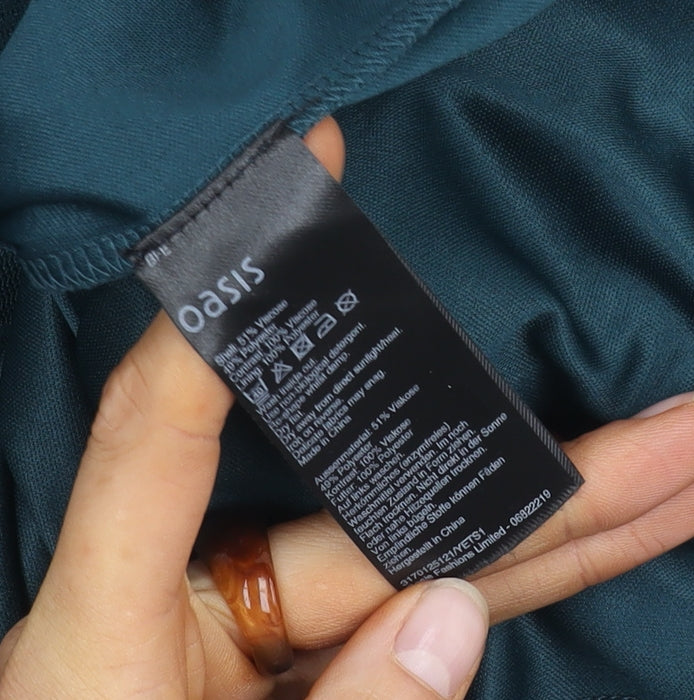 Oasis Women's Green Long Sleeve Dress - M