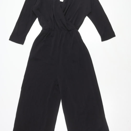 Monki Women's Black Long Sleeve Jumpsuit 2XS Wide-Leg